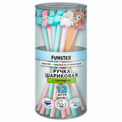 Ручка с топпером шариковая масляная FUNSTER (ФАНСТЕР) "TOPPER MIX", Ручка с топпером шариковая масляная FUNSTER (ФАНСТЕР) "TOPPER MIX",