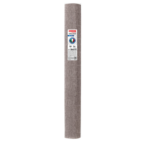 Бумага гофрированная (ИТАЛИЯ) 180 г/м2, серая (604), 50х250 см, BRAUBERG FLORE,