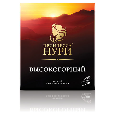 Чай ПРИНЦЕССА НУРИ "Высокогорный" черный, 100 пакетиков по 2 г,