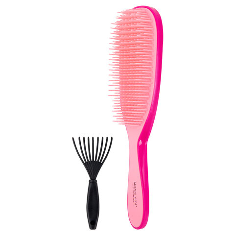 Расческа для волос массажная 22,5х6,5 см, розовая + щетка для чистки В ПОДАРОК,