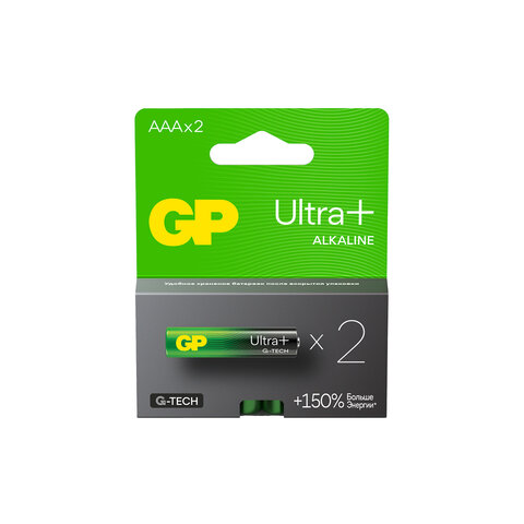 Батарейки КОМПЛЕКТ 2 шт., GP Ultra Plus G-Tech, AAA (LR03), алкалиновые, Батарейки КОМПЛЕКТ 2 шт., GP Ultra Plus G-Tech, AAA (LR03), алкалиновые,
