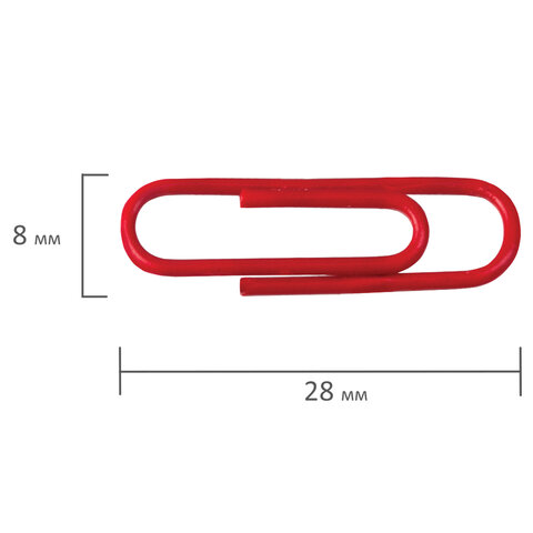Скрепки ОФИСМАГ, 28 мм, цветные, 100 шт., в картонной коробке, Россия, 225210