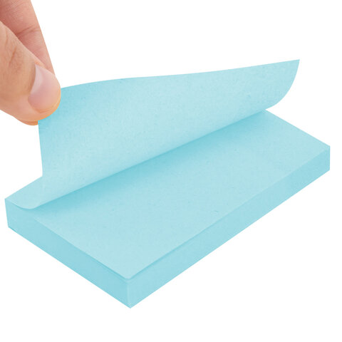 Блок самоклеящийся (стикеры) STAFF STANDARD, ПАСТЕЛЬНЫЙ 76х51 мм, голубой, 100