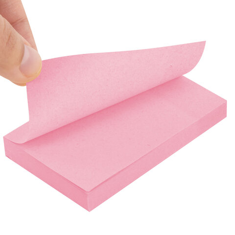 Блок самоклеящийся (стикеры) STAFF STANDARD, ПАСТЕЛЬНЫЙ 76х51 мм, розовый, 100