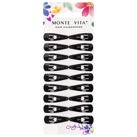 Заколки для волос НАБОР 18 шт., 3 см, клик-клак, глянцевый, чёрный, MONTE VITA Заколки для волос НАБОР 18 шт., 3 см, клик-клак, глянцевый, чёрный, MONTE VITA