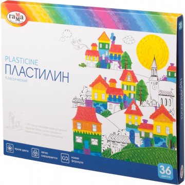 Пластилин Гамма КЛАССИЧЕСКИЙ 36 цв, со стеком, к/к 720г, 281037 Пластилин Гамма КЛАССИЧЕСКИЙ 36 цв, со стеком, к/к 720г, 281037