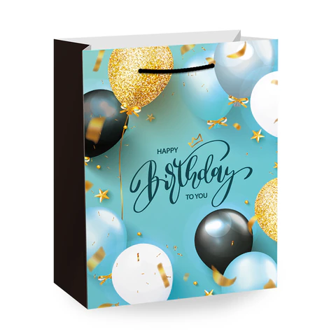 Пакет подарочный (1 штука) 18х10х23 см (M), "Happy Birthday", ассорти,