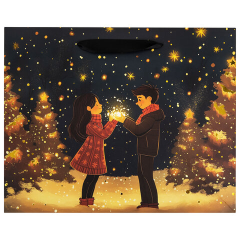 Пакет подарочный (1 шт.) новогодний, 26х13х32 см, "Love story", Пакет подарочный (1 шт.) новогодний, 26х13х32 см, "Love story",