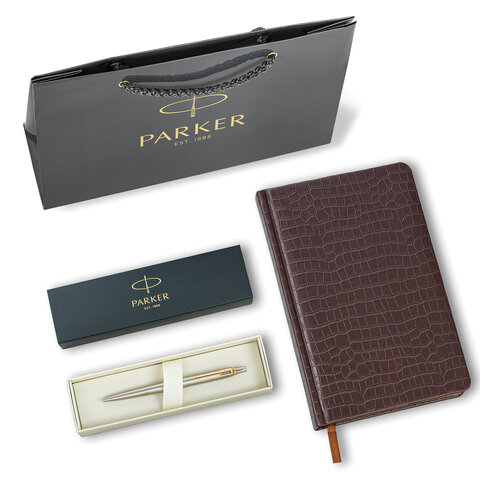 Ручка шариковая PARKER "Jotter Core Stainless Steel GT", ежедневник А5 Ручка шариковая PARKER "Jotter Core Stainless Steel GT", ежедневник А5