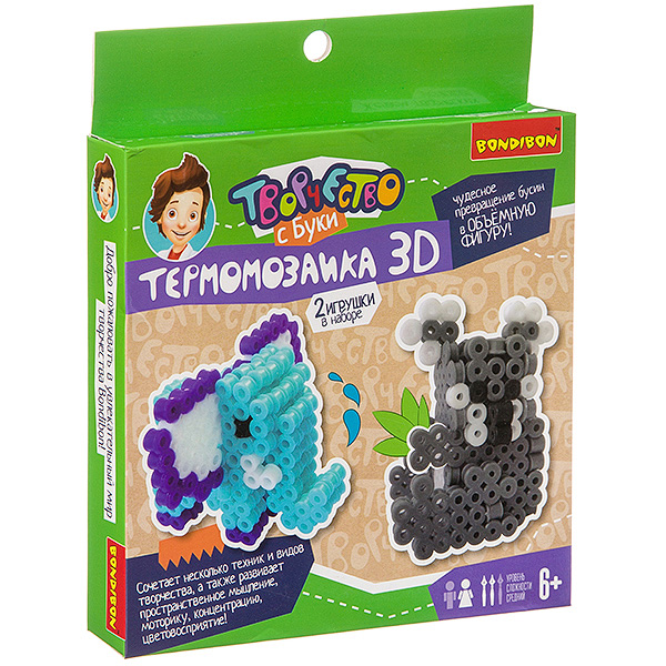 Набор для творчества BONDIBON. Термомозаика 3D. Коала и слон Набор для творчества BONDIBON. Термомозаика 3D. Коала и слон