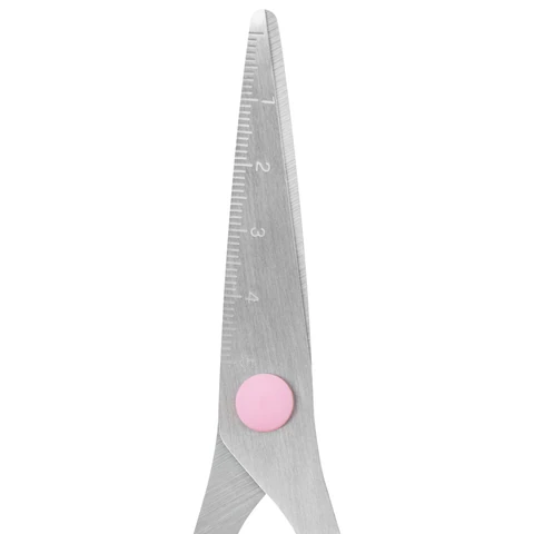Ножницы BRAUBERG KIDS 130 мм, ручки розовые, закругленные лезвия с линейкой,