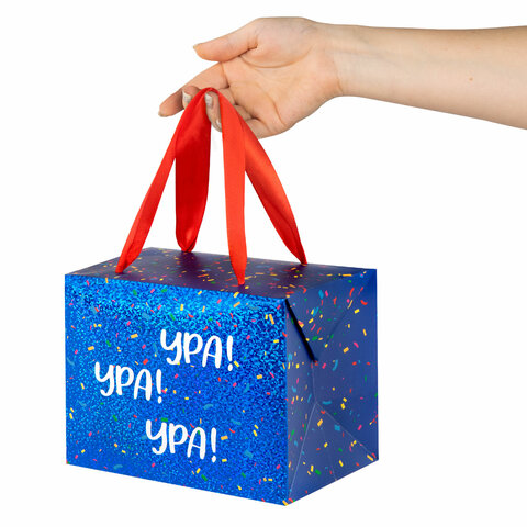 Пакет-коробка подарочный (1 штука) ассорти "Тебе"/"УРА! УРА!