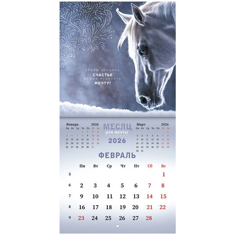 Календарь настенный перекидной 2026 г., BRAUBERG, 12 листов, 21,4х21,4 см, МИНИ,