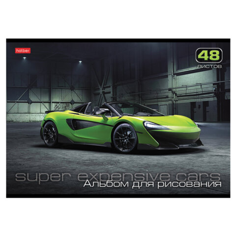 Альбом для рисования А4 48 л., скоба, обложка картон, HATBER, 205х290 мм,