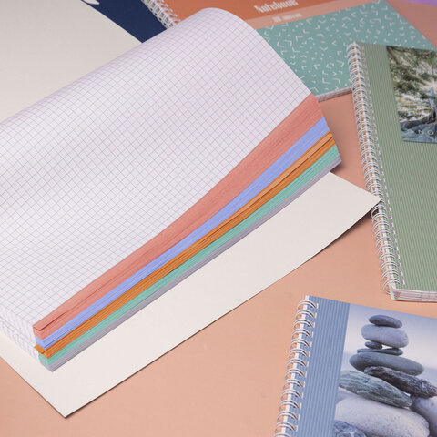 Тетрадь А4 80 л,. HATBER, гребень, клетка, матовая ламинация, цветной срез, Тетрадь А4 80 л,. HATBER, гребень, клетка, матовая ламинация, цветной срез,