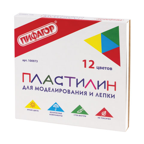 Пластилин классический ПИФАГОР "ЭНИКИ-БЕНИКИ", 12 цветов, 240 г, со
