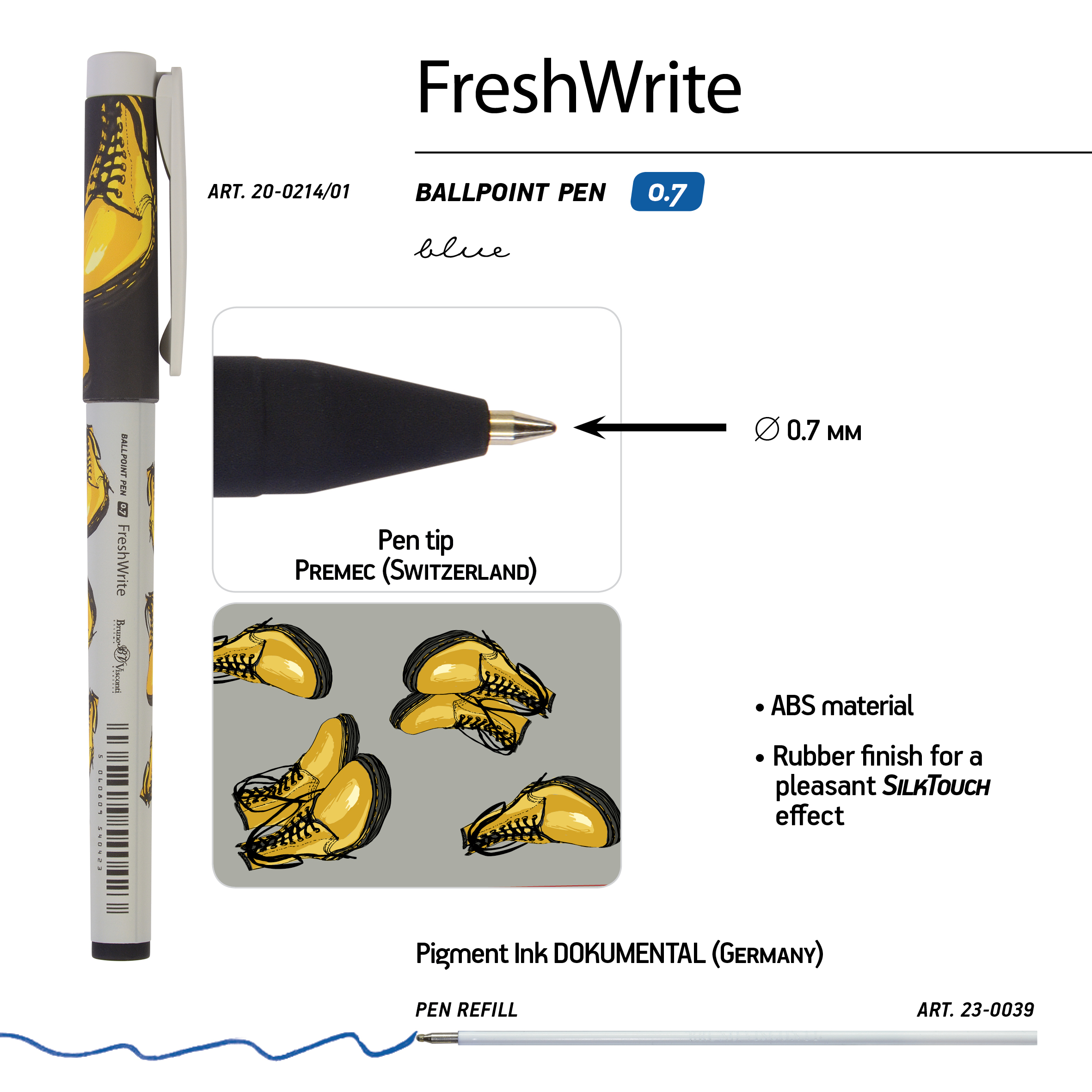 РУЧКА "FreshWrite. Boots. Желтые ботинки", ШАРИКОВАЯ 0.7 ММ, СИНЯЯ РУЧКА "FreshWrite. Boots. Желтые ботинки", ШАРИКОВАЯ 0.7 ММ, СИНЯЯ