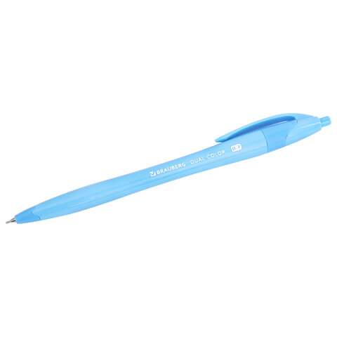 Ручка шариковая автоматическая масляная BRAUBERG "DUAL COLOR", СИНЯЯ,