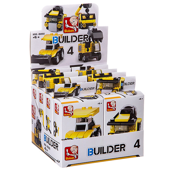 Набор пласт. конструкторов SLUBAN, Builder D/B 8 шт., ВОХ, стройка 4 вида, арт. Набор пласт. конструкторов SLUBAN, Builder D/B 8 шт., ВОХ, стройка 4 вида, арт.