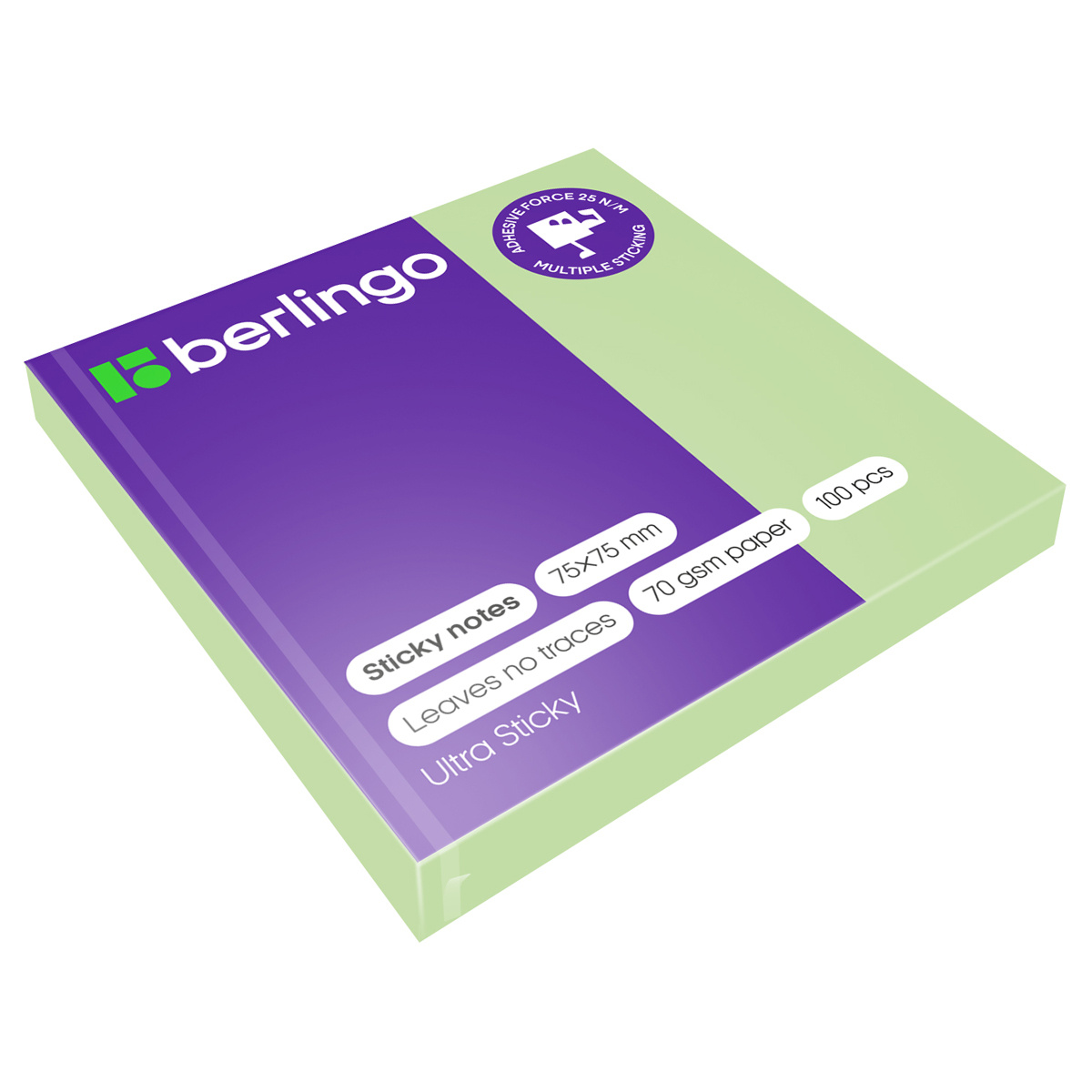Самоклеящийся блок Berlingo "Ultra Sticky", 75*75мм, 100л, пастель, Самоклеящийся блок Berlingo "Ultra Sticky", 75*75мм, 100л, пастель,