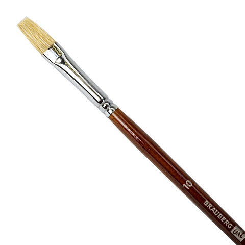 Кисти художественные BRAUBERG ART, набор 4 шт. (щетина круглая № 4, 6, плоская №
