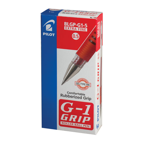 Ручка гелевая с грипом PILOT "G-1 Grip", КРАСНАЯ, корпус прозрачный, Ручка гелевая с грипом PILOT "G-1 Grip", КРАСНАЯ, корпус прозрачный,