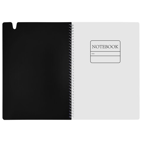 Тетрадь обложка пластик, А4 80 л., гребень мягкий, вырубка для ручки, клетка,