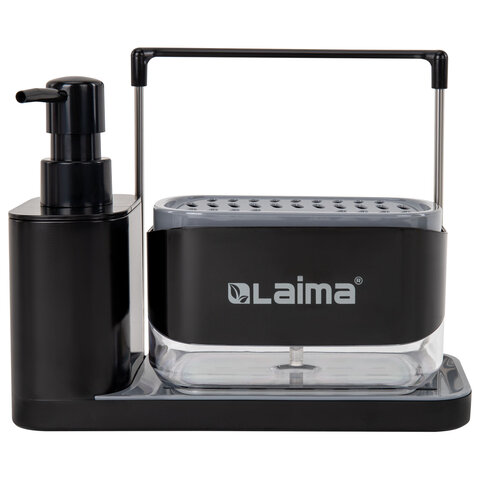 Диспенсер/дозатор DUET+ для мыла и моющего средства + губка, с держателем для Диспенсер/дозатор DUET+ для мыла и моющего средства + губка, с держателем для