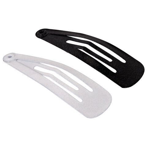 Заколки для волос НАБОР 10 шт., 4 см, клик-клак, глянцевый черный, перламутровый Заколки для волос НАБОР 10 шт., 4 см, клик-клак, глянцевый черный, перламутровый