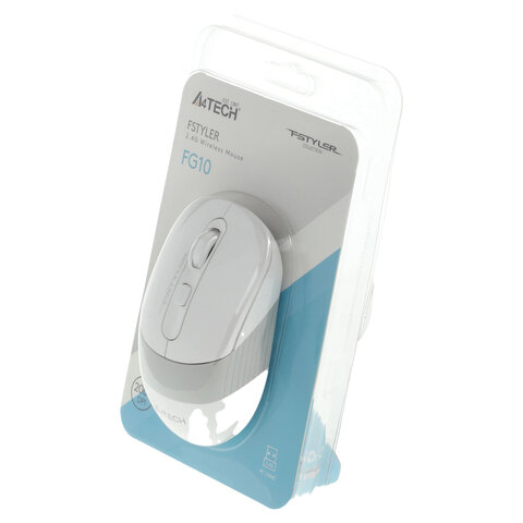 Мышь беспроводная A4TECH Fstyler FG10, USB, 4 кнопки, оптическая, белая, 1147569