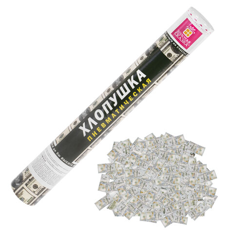 Хлопушка пневматическая 40 см "DOLLARS", бумага, наполнитель Хлопушка пневматическая 40 см "DOLLARS", бумага, наполнитель