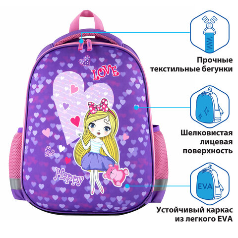 Ранец ПИФАГОР EVA BASIC, 1 отделение, "Fancy girl", 39х30х16 см,