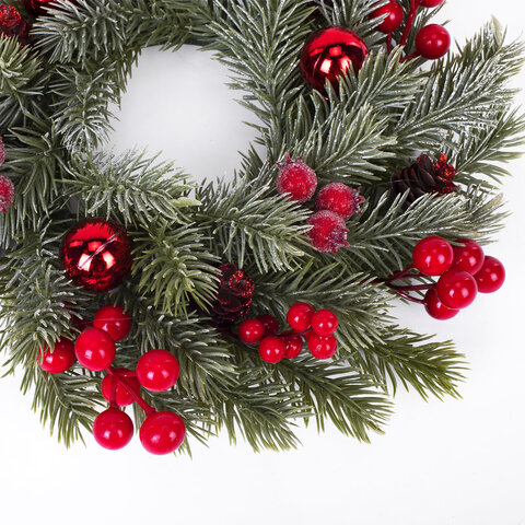 Венок новогодний заснеженный, диаметр 30 см "Зимняя сказка", с