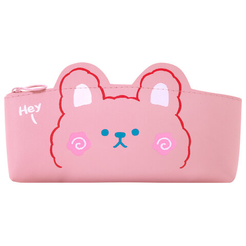 Пенал ЮНЛАНДИЯ ЮНИОР, 1 отделение, искусственная кожа, "Pink bear",