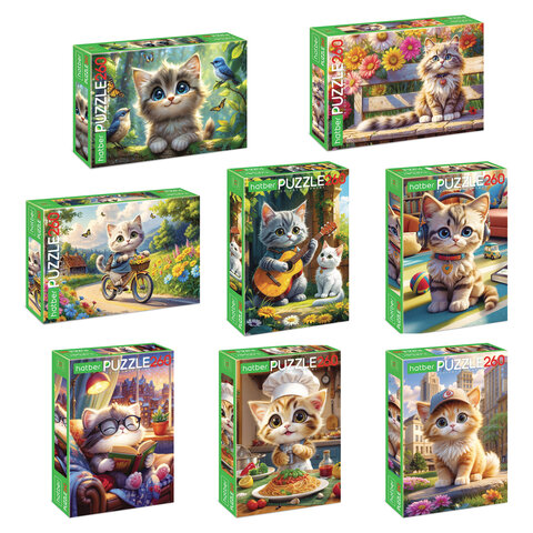 Пазл картонный "КОШАЧЬИ ЗАБАВЫ" 260 элементов АССОРТИ, 220х330 мм, Пазл картонный "КОШАЧЬИ ЗАБАВЫ" 260 элементов АССОРТИ, 220х330 мм,