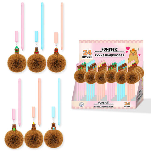 Ручка с пушистой подвеской шариковая FUNSTER "FLUFFY CAPY", СИНЯЯ, Ручка с пушистой подвеской шариковая FUNSTER "FLUFFY CAPY", СИНЯЯ,