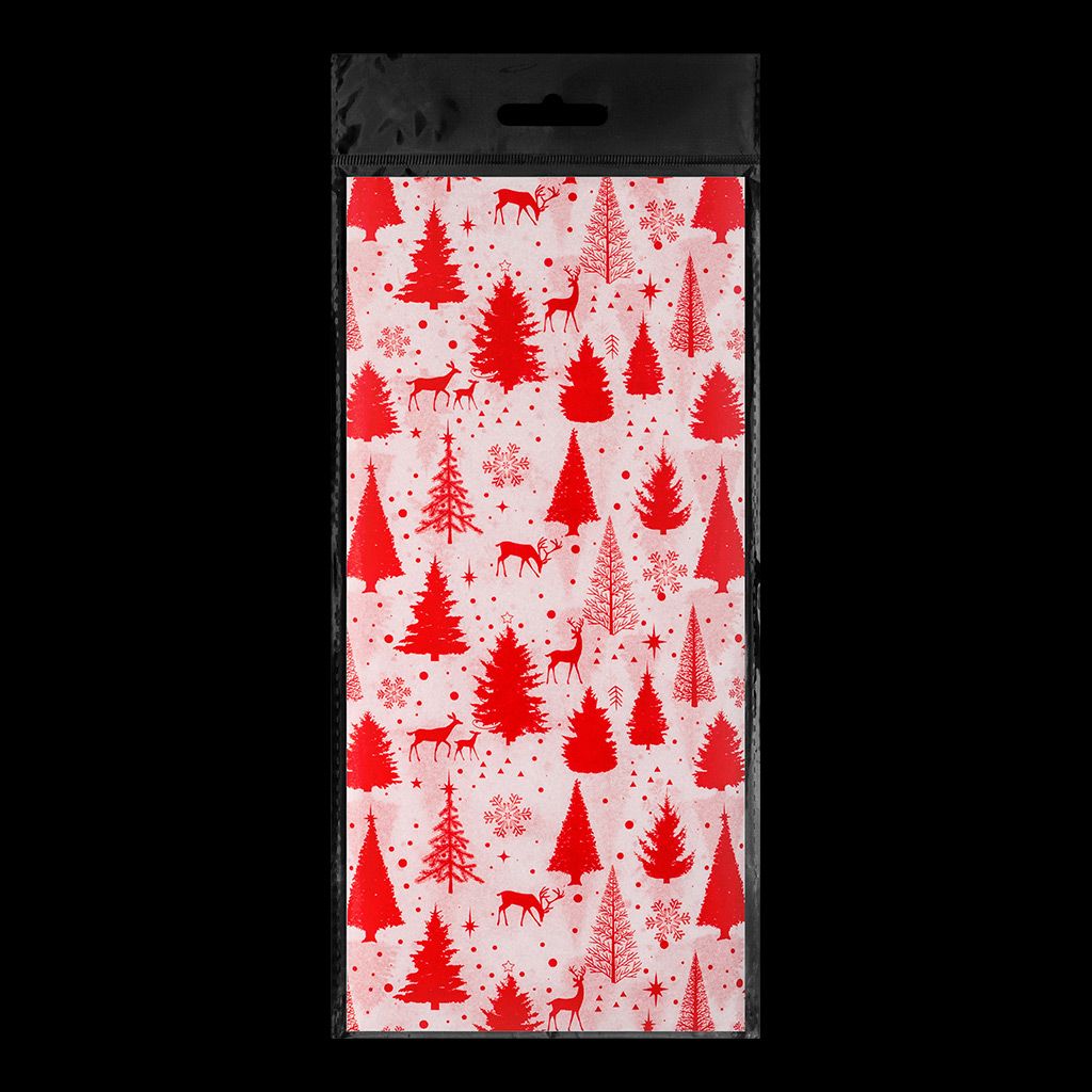 Набор ErichKrause Decor 4 листа упаковочной бумаги тишью Елочки красные 50х70см. Набор ErichKrause Decor 4 листа упаковочной бумаги тишью Елочки красные 50х70см.