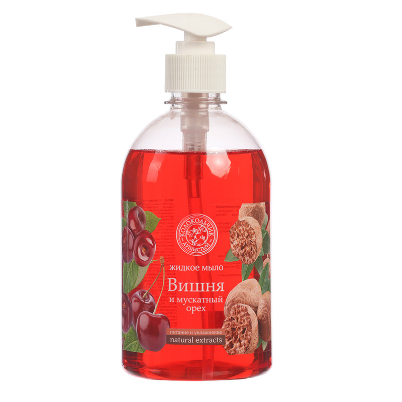 КОЛОКОЛЬЧИК Жидкое мыло natural extracts 500 мл. «Вишня и Мускатный орех» *3/12 КОЛОКОЛЬЧИК Жидкое мыло natural extracts 500 мл. «Вишня и Мускатный орех» *3/12