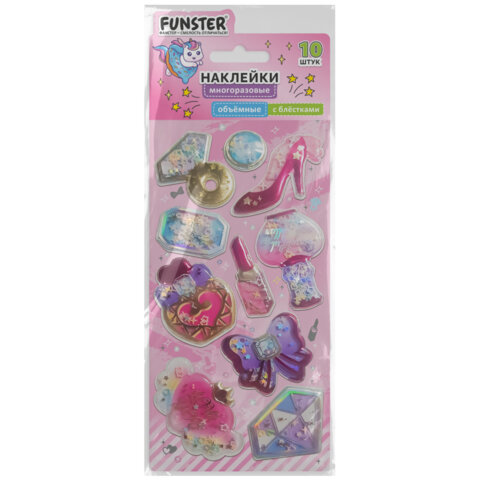 Наклейки объемные "Для девочек" с блестками, 17,5х9 см, ассорти 6 Наклейки объемные "Для девочек" с блестками, 17,5х9 см, ассорти 6