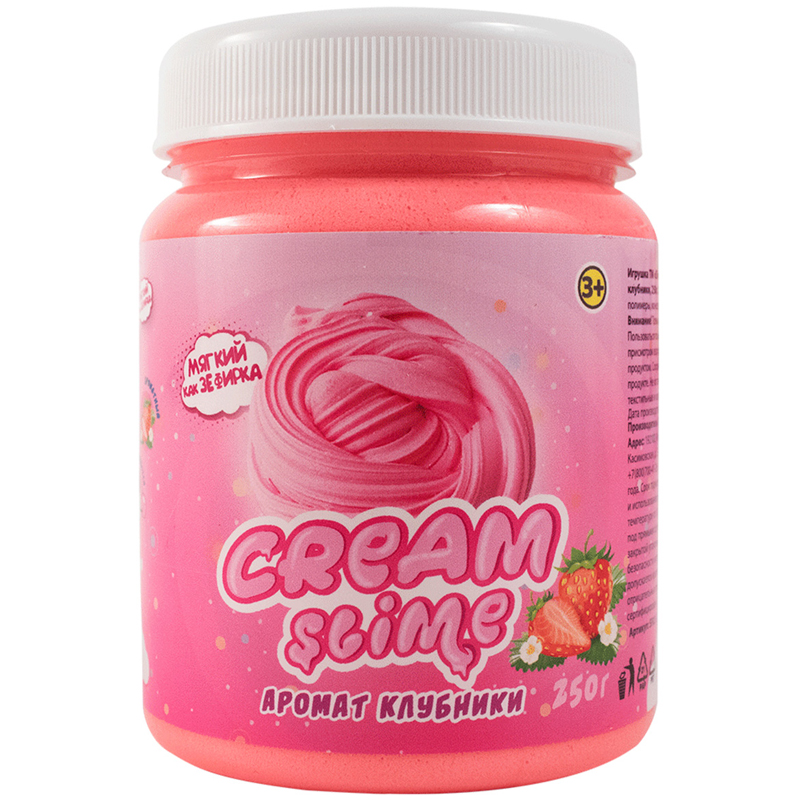 Слайм Cream-Slime, розовый, с ароматом клубники, 250г Слайм Cream-Slime, розовый, с ароматом клубники, 250г