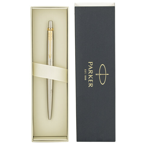 Ручка шариковая PARKER "Jotter Core Stainless Steel GT", ежедневник А5