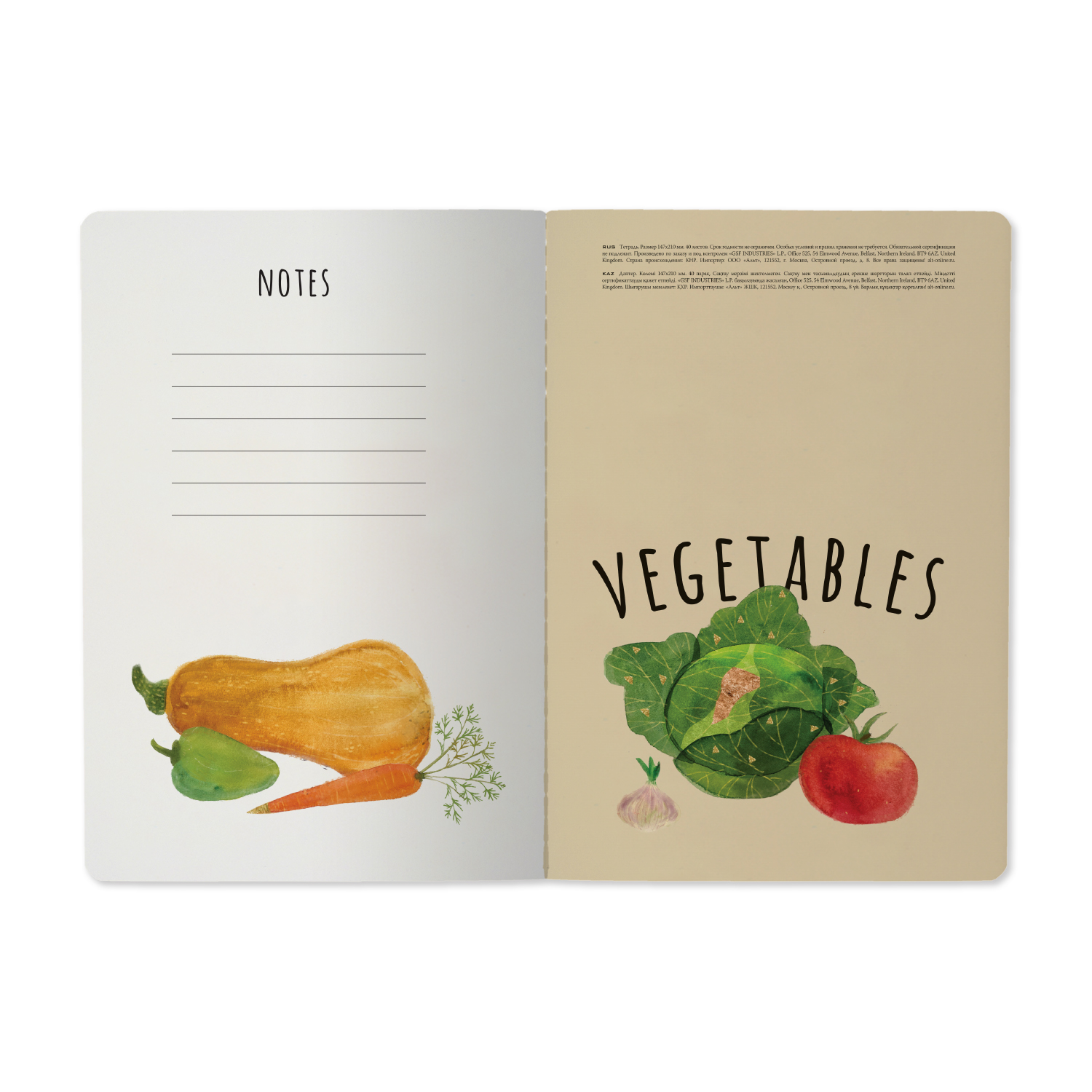 ТЕТРАДЬ А5, Bruno Visconti "VEGAN" 40л. клетка