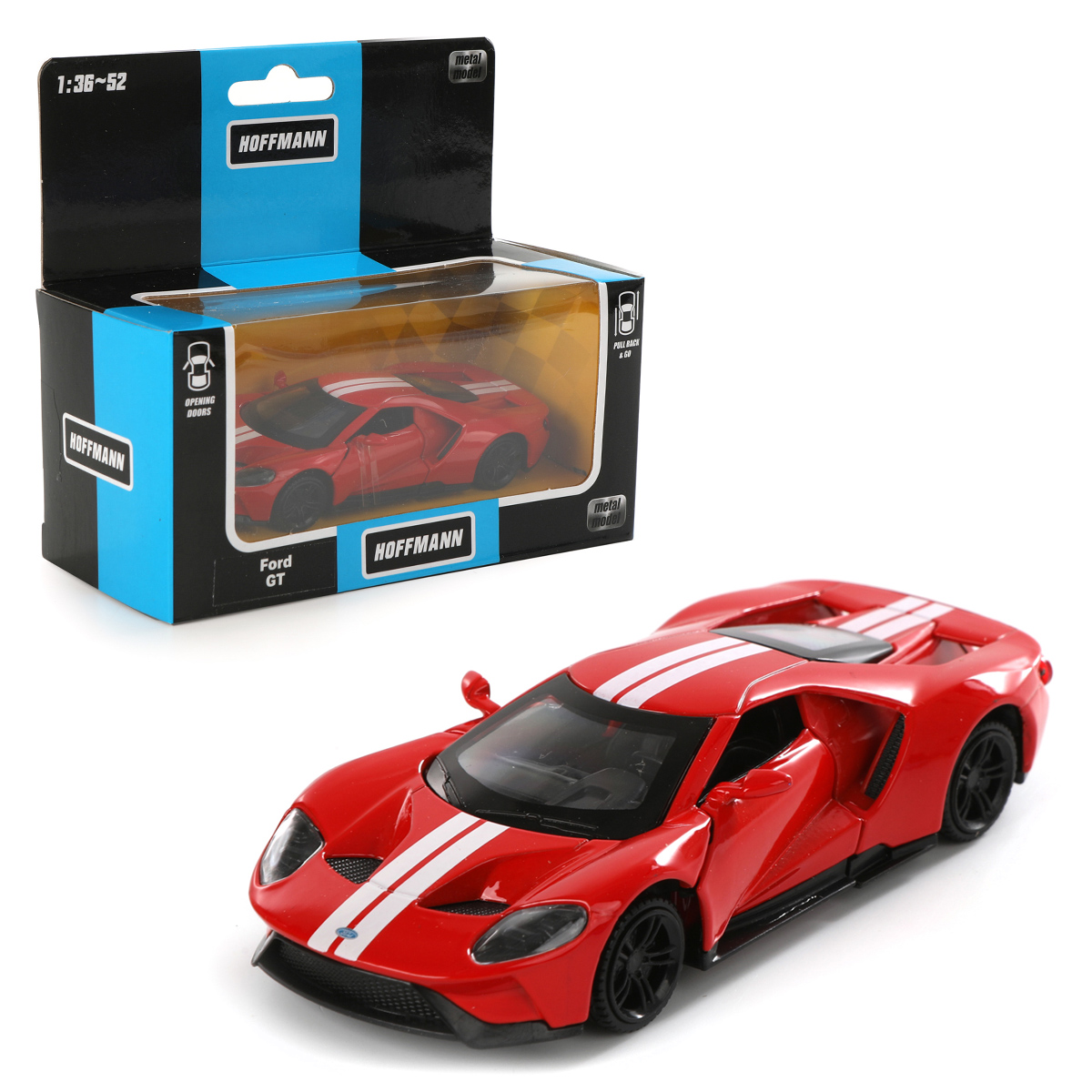 Машина металлическая 1:42 Ford GT. Двери откр., цв. красный, инерция купить  оптом, цена от 273 руб. 4680448302032