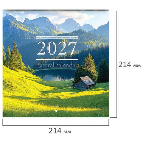 Календарь настенный перекидной 2027 г., BRAUBERG, 12 листов, 21,4х42,8 см, МИНИ,