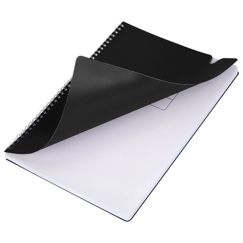 Тетрадь обложка пластик, А4 80 л., гребень мягкий, вырубка для ручки, клетка,