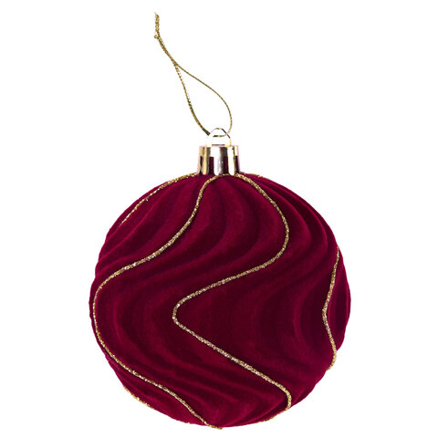 Шары елочные 6 шт., 8 см, "Burgundy Charm", пластик, софт-тач,