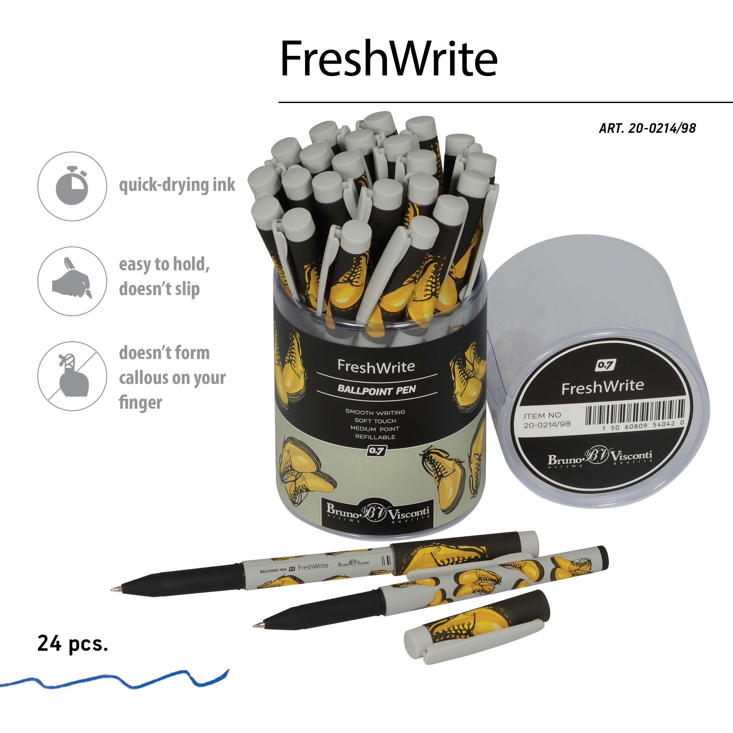 РУЧКА "FreshWrite. Boots. Желтые ботинки", ШАРИКОВАЯ 0.7 ММ, СИНЯЯ РУЧКА "FreshWrite. Boots. Желтые ботинки", ШАРИКОВАЯ 0.7 ММ, СИНЯЯ