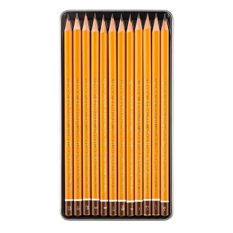 Карандаши чернографитные KOH-I-NOOR, НАБОР 12 шт., "Art" 6B-6H, без