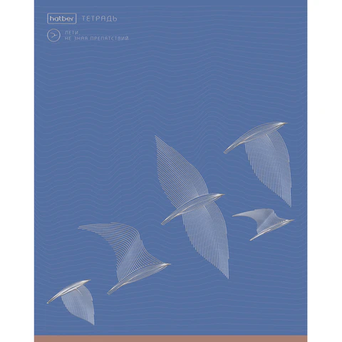 Тетрадь А5, 48 л., HATBER, скоба, клетка, soft-touch ламинация, 3D-фольга,