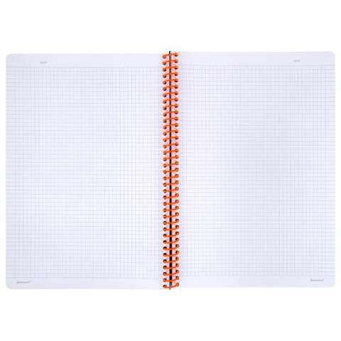 Тетрадь обложка пластик, А4 80 л., спираль пластик, резинка, клетка, BRAUBERG,